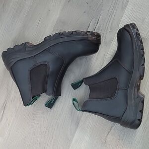 Black Leather Chelsea Combat Boots